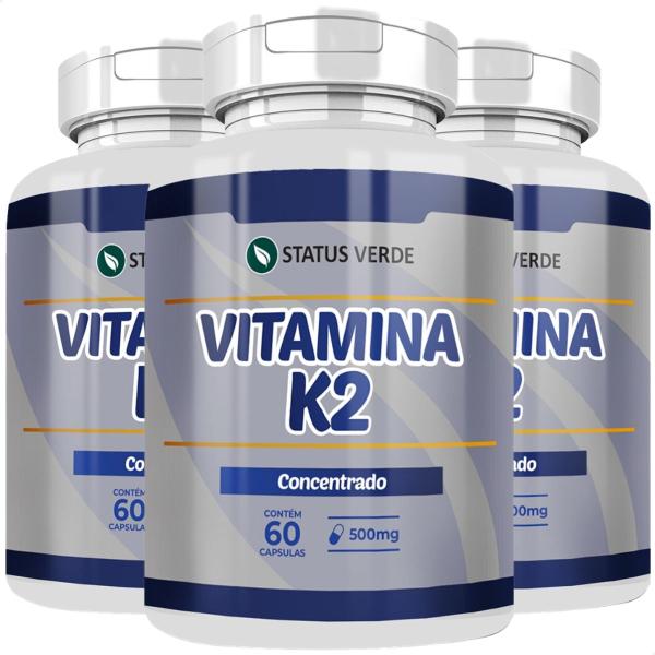 Imagem de 3 Potes Vitamina K2 Pura Kit 180 Cáps - Status Verde