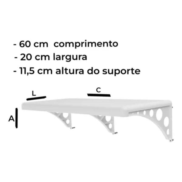 Imagem de 3 Prateleiras Plástica C/ Suporte 60x20 Cm Astra Branco 25kg