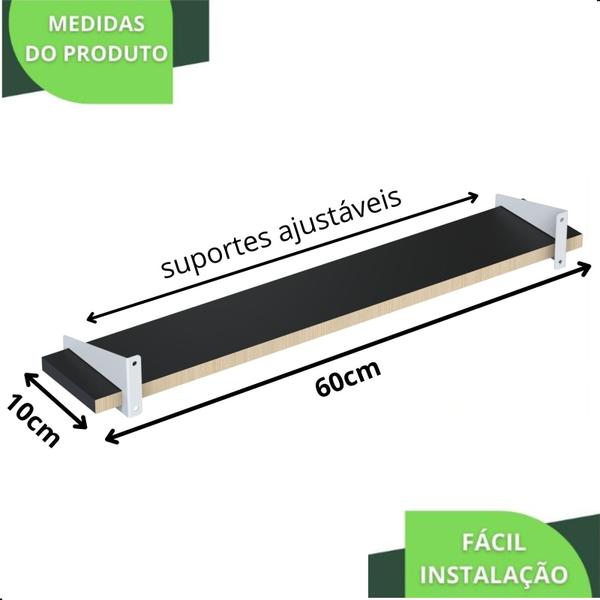 Imagem de 3 Prateleiras Suspensa Multiuso 60Cm Para Sala Quarto SF B