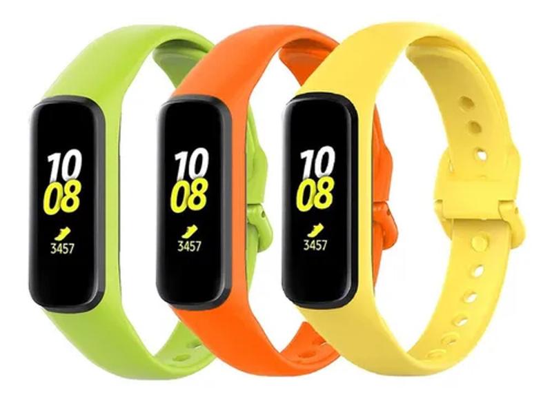 Imagem de 3 Pulseiras De Silicone Galaxy Fit 2 R220 - Verde limão / Laranja / Amarelo