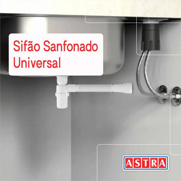 Imagem de 3 Sifão Copo Sanfonado Universal Flexível Tubo Branco Astra