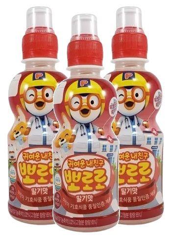 Imagem de 3 suco pororo bebida de frutas coreana sabor morango 226ml