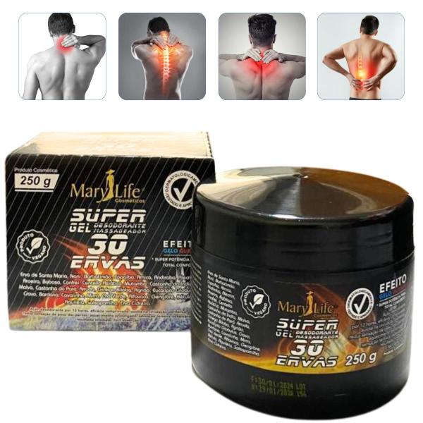 Imagem de 3 Super Gel Desodorante Massageador Mary Life 30 Ervas Pote 250g