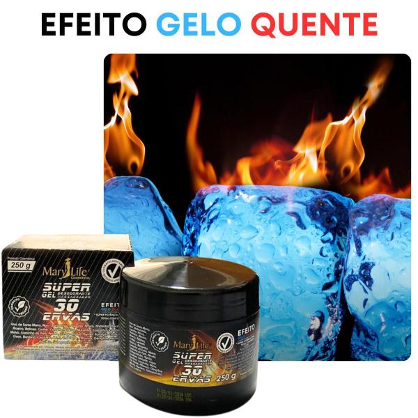 Imagem de 3 Super Gel Desodorante Massageador Mary Life 30 Ervas Pote 250g