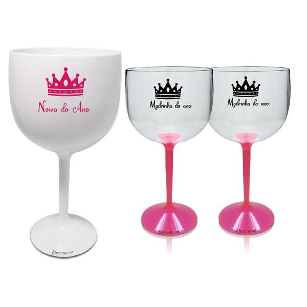 3 Taças Gin Despedida De Solteira - Krystalon Imagem de 3 Taças Gin Despedida De Solteira