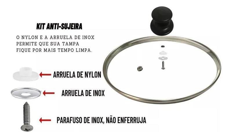 3 Tampa De Vidro 20 Cm Temperado Panela Frigideira Caçarola - IDEIAPRO Imagem de 3 Tampa De Vidro 20 Cm Temperado Panela Frigideira Caçarola