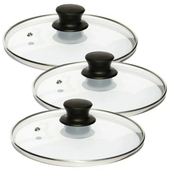 3 Tampa De Vidro 20 Cm Temperado Panela Frigideira Caçarola - IDEIAPRO Imagem de 3 Tampa De Vidro 20 Cm Temperado Panela Frigideira Caçarola