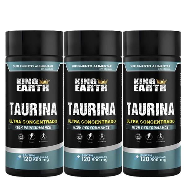 Imagem de 3 Taurina 120 Cápsulas 500mg King Earth