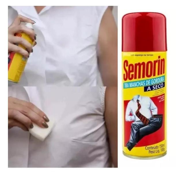 Imagem de 3 Tira Manchas Gordura Semorin A Seco Roupas Carpete 150 Ml