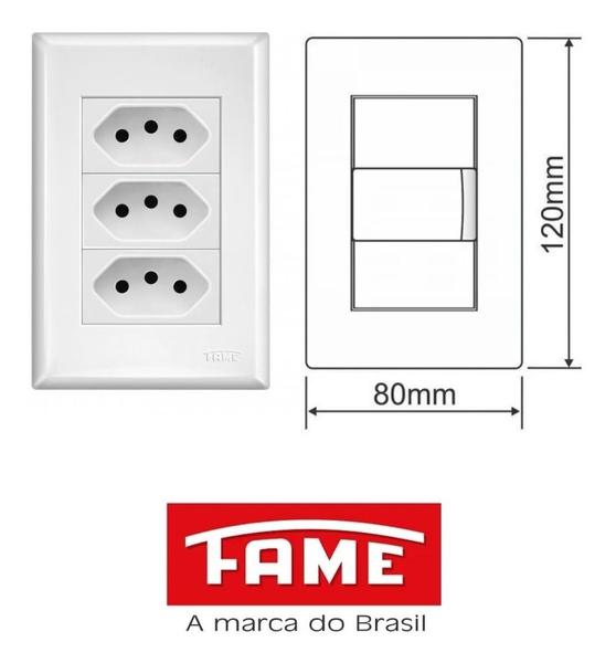 Imagem de 3 Tomadas Padrão 2P+T 10A C/P EV  - FAME