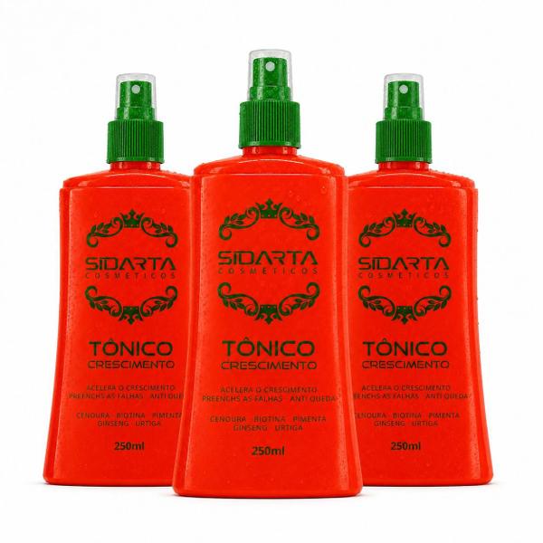 3 TÔNICOS F CAPILAR SIDARTA 250ml Crescimento Acelerado
