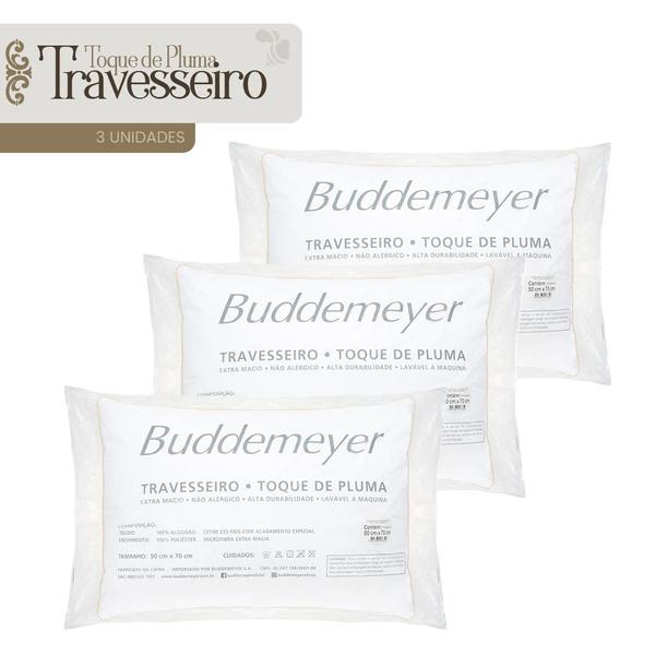 Imagem de 3 Travesseiros Buddemeyer Toque Pluma 50x70 Algodão Branco