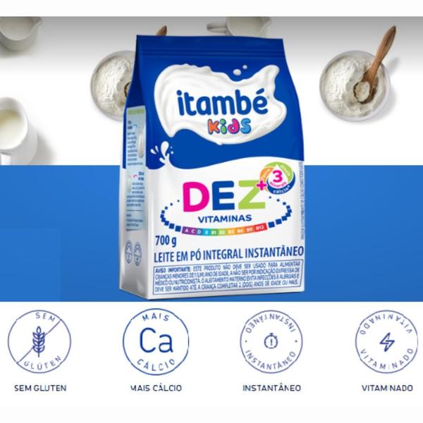 Imagem de 3 UNIDADES Leite em Pó ITAMBÉ KIDS Dez Vitaminas 700g