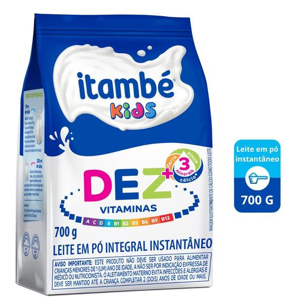 Imagem de 3 UNIDADES Leite em Pó ITAMBÉ KIDS Dez Vitaminas 700g