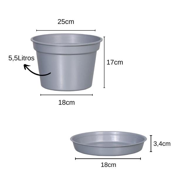 Imagem de 3 Vaso 5,5 litros Redondo Jardim Quintal Flores