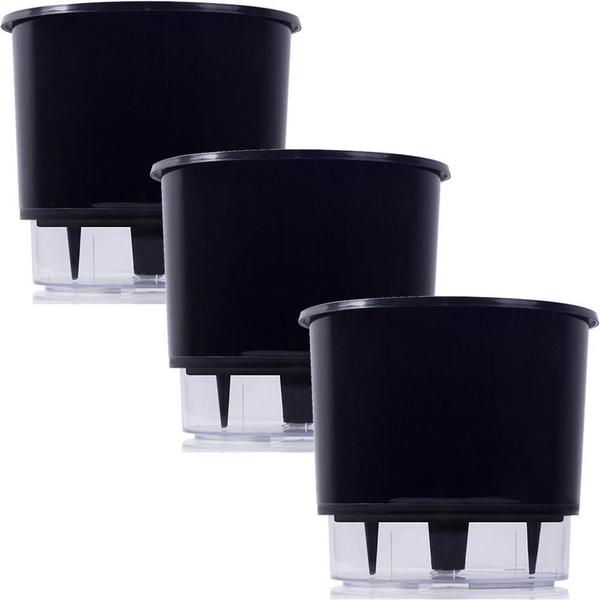 Imagem de 3 Vaso Raiz Autoirrigavel 21X18 Preto Área Interna Externa