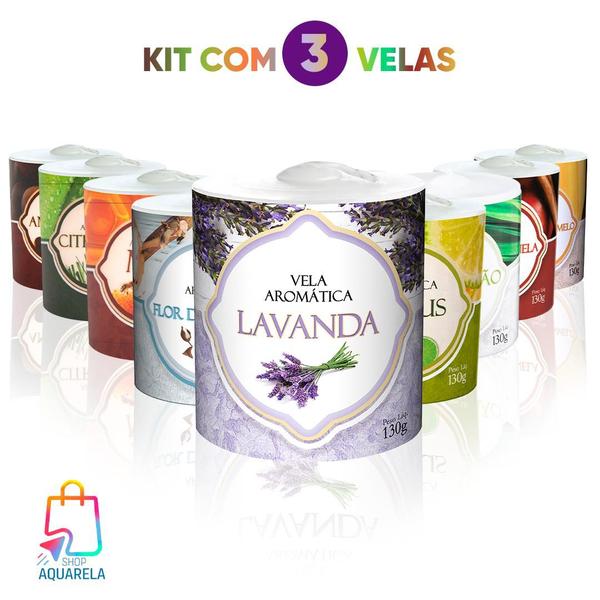 Imagem de 3 Velas Aromaticas Perfumadas 130g 72h