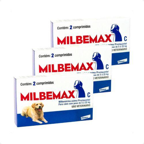 Imagem de 3 Vermifugo Milbemax Para Cães De 5 A 25kg C/ 2 Comprimidos