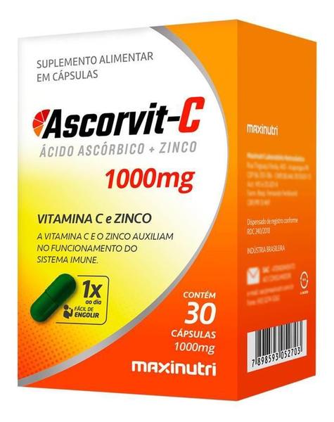 Imagem de 3 Vitamina C 1000Mg + Zinco Ascorvit-C Com 30 Cápsulas