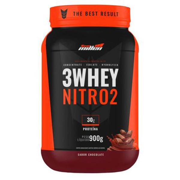 Imagem de 3 Whey Nitro 2 - Chocolate - Pote 900g - New Millen