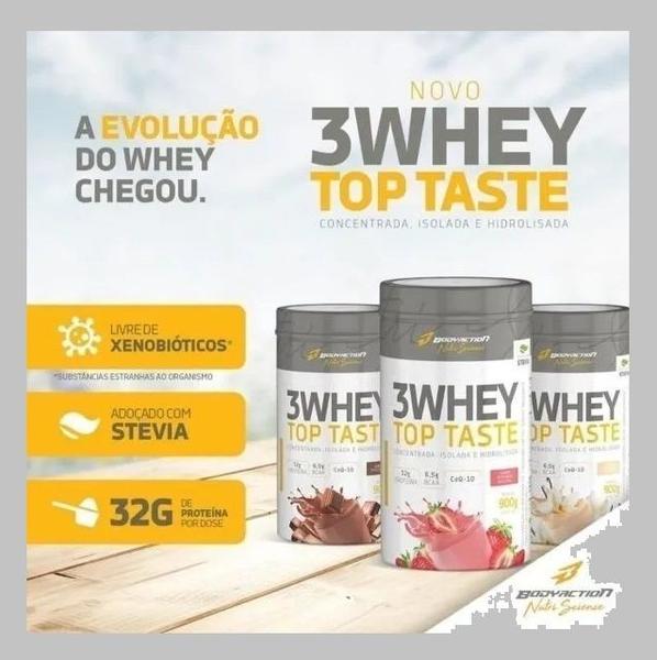 Imagem de 3 Whey Top Taste (900g) - Sabor: Morango