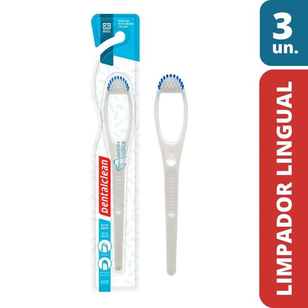 Imagem de 3 x Limpador de Língua Com Cerdas  Dental Clean  3 unidades