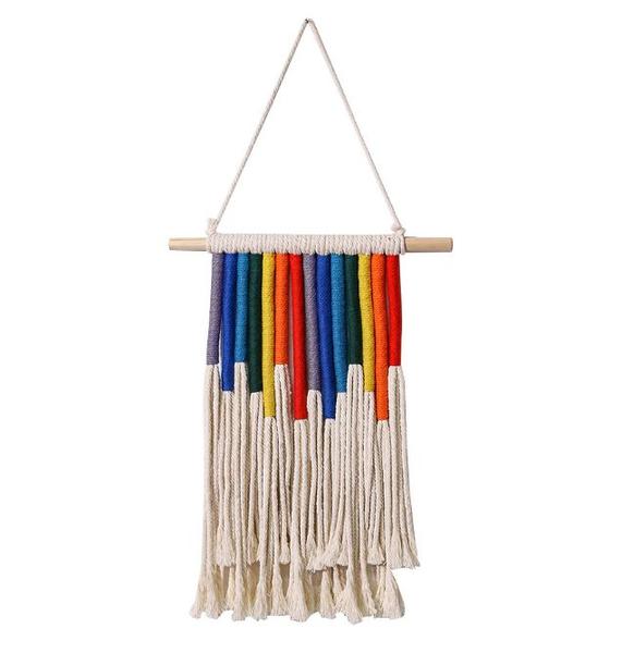 Imagem de 30 * 34CM Macrame Boho Tapestry Wall Hanging Mão Tecida Decoração Decoração Decoração Nórdica Art Tassel Apartamento Quarto quarto Tapeçarias Decorativas