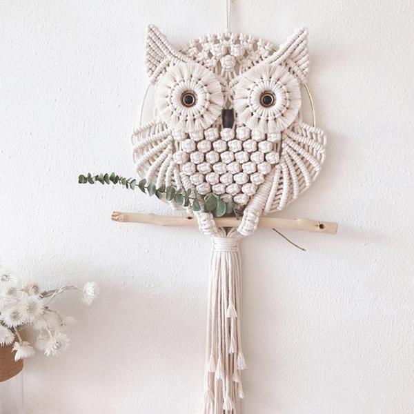 Imagem de 30 * 65CM Corujas Dream Catchers Cotton Macrame Wall Hanging Handmade Tassels Dreamcatcher Home Decoração