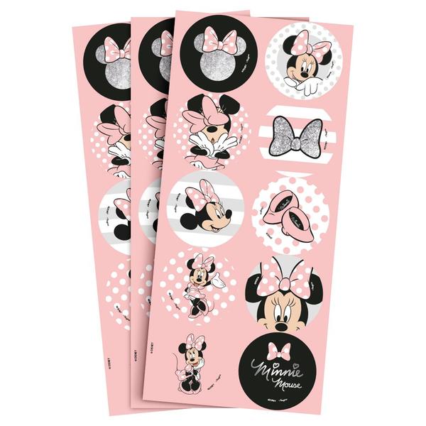 Imagem de 30 Adesivos Redondo Festa Minnie Mouse Rosa