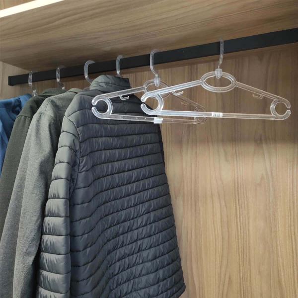 Imagem de 30 Cabides Transparentes de Roupa Giratório Adulto Para Loja 42cm Atacado Magazzino Plástico