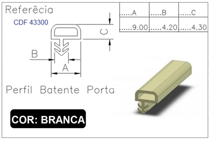 Imagem de 30 metros Borracha P/ Batente De Porta de madeira Veda Fresta Branca de encaixe espiga deslocado - F