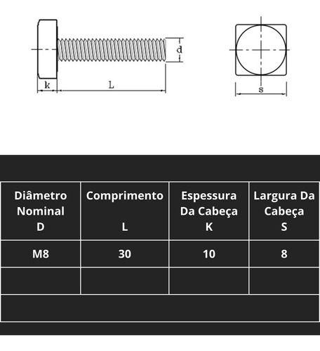 30 Parafusos T Cabeça De Martelo M8x30mm Sem Porcas - GB ELETRICA Imagem de 30 Parafusos T Cabeça De Martelo M8x30mm Sem Porcas