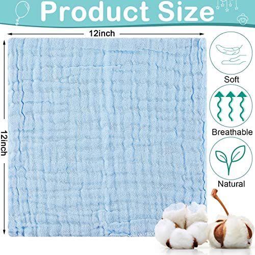 Imagem de 30 pcs bebê musselina panos de algodão natural arroto panos de bebê lenços macio recém-nascido bebê face toalha absorvente musselina pano para o bebê rosto chuveiro de banho, 12 x 12 polegadas