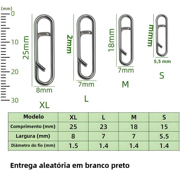 Imagem de 30 Peças De Clipes De Pressão De Pesca De Aço Inoxidável Conectores De Gancho Giratório De Barril