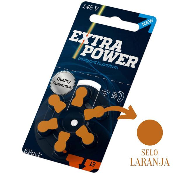 Imagem de 30 Pilhas/Baterias EXTRA POWER para Aparelho Auditivo - tamanho 13 - SELO LARANJA