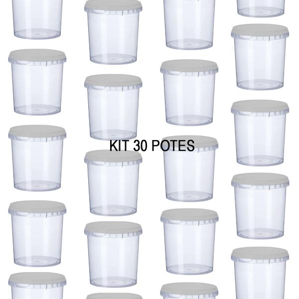 30 Potes Para Alimentos 500ML Transparente Com Tampa 11x9,5 - metal g Imagem de 30 Potes Para Alimentos 500ML Transparente Com Tampa 11x9,5