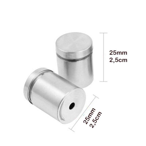 Imagem de 30 Prolongador Para Vidro 2,5x2,5cm Aço Inox 304 Escovado