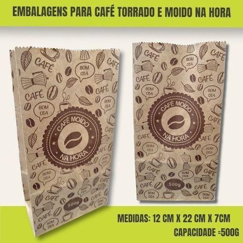 Imagem de 300 Embalagens Sacos Kraft Café Torrado E Moído Na Hora 500g