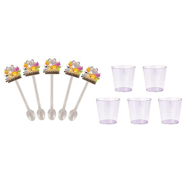300 mini colheres + 300 copos 25 ml Safari menino - Envio Imediato - Produto artesanal Imagem de 300 mini colheres + 300 copos 25 ml Safari menino - Envio Imediato