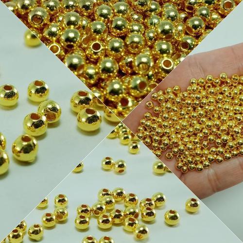 Imagem de 3000 Mil pçs 4MM da linda miçanga bola lisa dourada ideal para bijuterias e artesanatos em geral