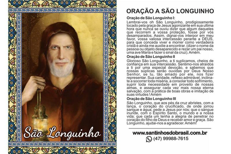 3000 Santinho São Longuinho (oração no verso) - 7x10 cm - Santinhos do Brasil Imagem de 3000 Santinho São Longuinho (oração no verso) - 7x10 cm