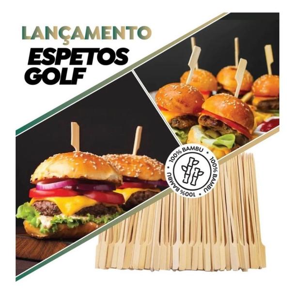 Imagem de 3000 un espetos bambu golf 9 cm petiscos gourmet decorativo