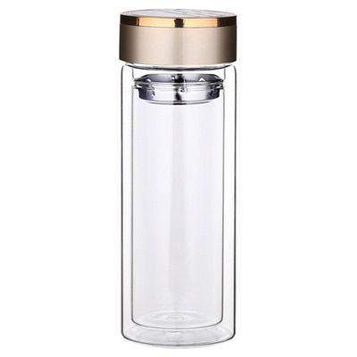 300ml Anti Escalding Business Cup Portátil Office Double Wall Glass Tea Bottle with Inoxidless Steel With Tea Filter Garrafas de água (Prata) - HTTN Imagem de 300ml Anti Escalding Business Cup Portátil Office Double Wall Glass Tea Bottle with Inoxidless Steel With Tea Filter Garrafas de água (Prata)