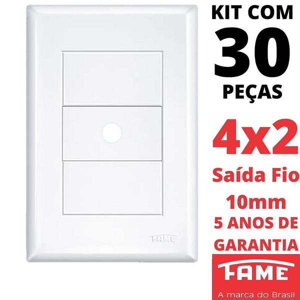 Imagem de 30un Placa 4X2 Saída de Fio Com Suporte Evidence FAME