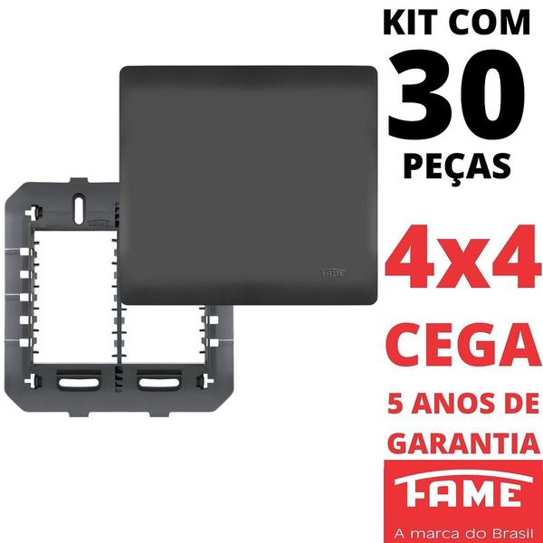 Imagem de 30un Placa 4X4 Cega Com Suporte Habitat Black FAME