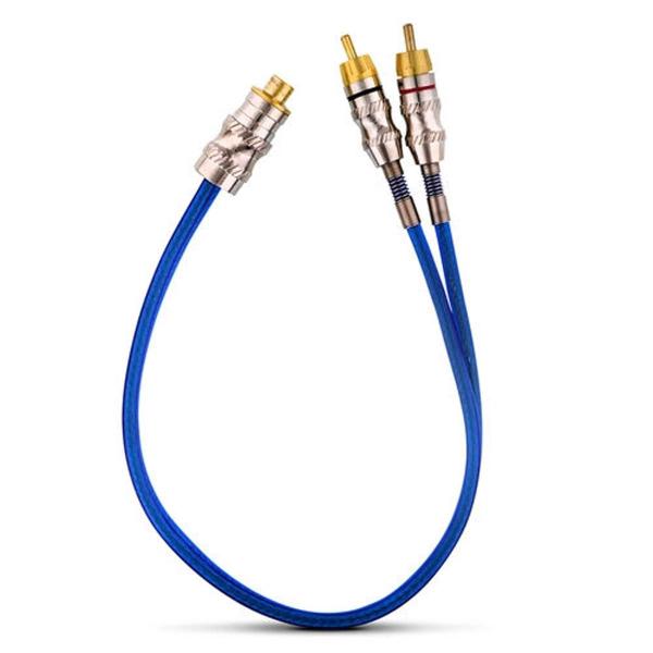 Imagem de 30x Cabos Y Prime Metal 5mm 2 Machos 1 Femea Azul RCA