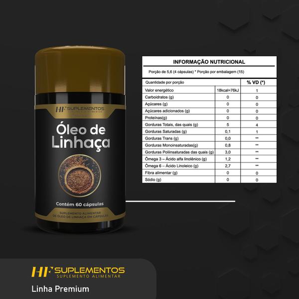 Imagem de 30x óleo de linhaça 1450mg 60caps premium hf suplements