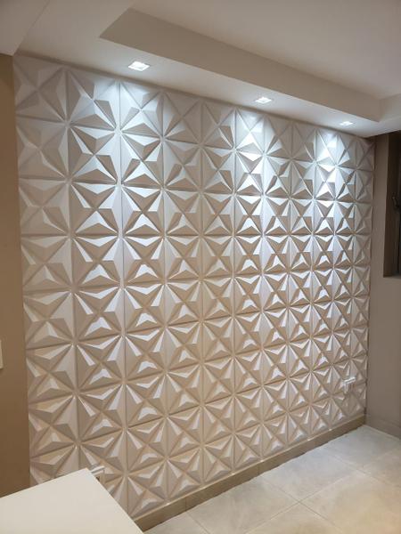 Imagem de 32 Placas Decorativas 3d Plástico 50x50cm Fina Mini Estrelar Sala Cozinha Banheiro Lavabo Escritorio Studio Lar Luxo Moderno