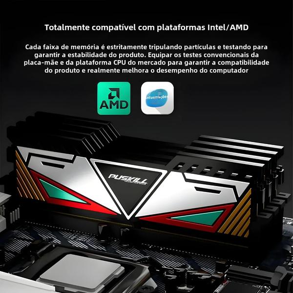 Imagem de 32GB 16GB 8GB DDR4 DDR3 Memória RAM 3200MHz 2666MHz 1600MHz Colete De Resfriamento De Mesa PUSKILL