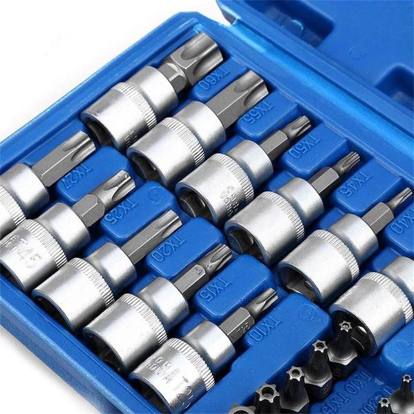 Imagem de 34 Unidades Torx Star Soquetes Bit Set Masculino Feminino E-Security Drive Ferramenta Portátil De